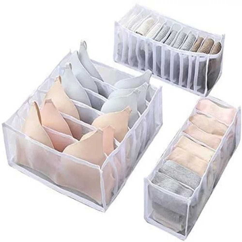 Set De 3 Organizador De Ropa Interior Brasier Media - Rosado