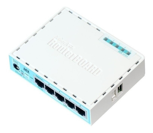 Router MikroTik RouterBOARD hEX RB750Gr3 blanco y turquesa 100V/240V