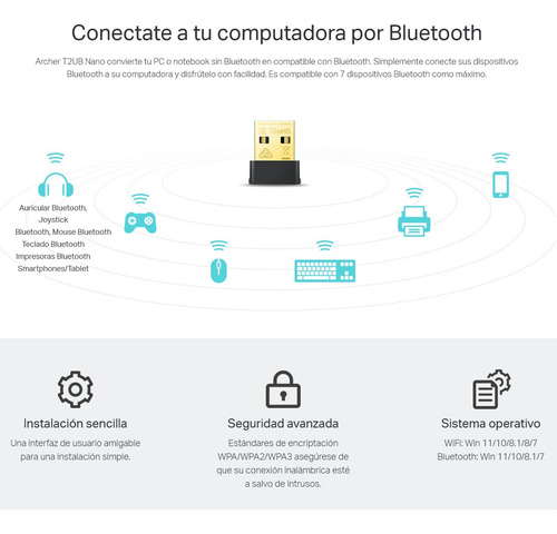 Adaptador Usb Bluetooth Wifi Ac600, Tp-link Archer T2ub Nano