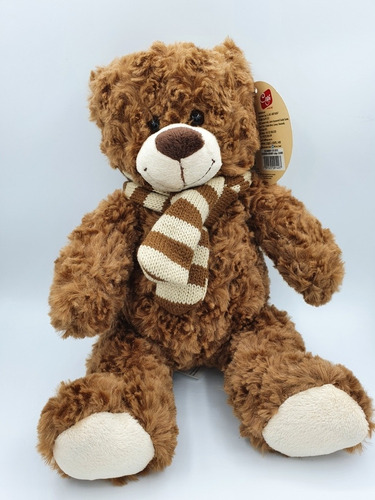 Imagen 4 de 6 de Peluche Oso Marron Y Oso Beige Con Bufanda Mediano 18cm