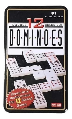 Domino Chancho 12 Juego Dominó Caja Metálica 91 Piezas Color