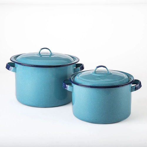 Imagen 3 de 8 de Batería De Cocina Clásica De Peltre 8 Piezas Azul Cinsa
