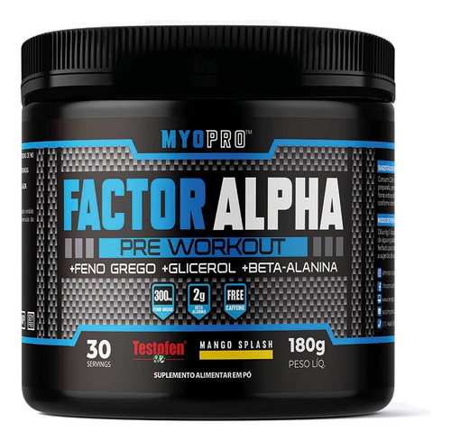 Factor Alpha Pré Treino 180g + Energia E Testosterona