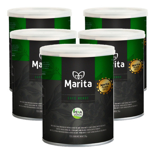 Café Marita Solúvel 100g Original Com Erva Mate - 5 Latas