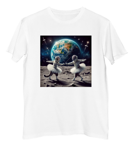 Remera Hombre Gatos Con Vestido Luchando Luna M1