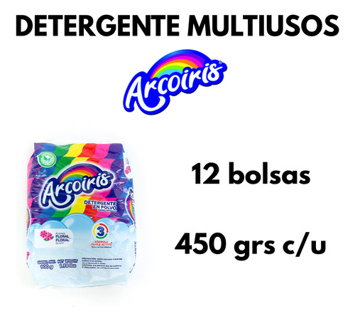 Detergente Arcoiris Multiusos En Polvo 12 Bolsas De 450g Cu