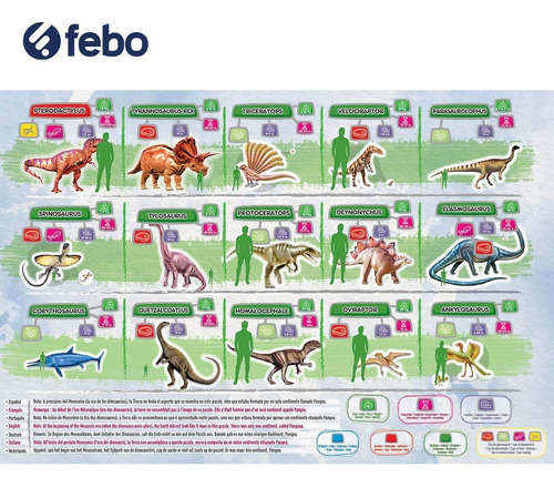 Imagen 3 de 4 de Juego De Mesa Puzzle Educa Mapamundi Dinosaurios 150pcs Febo