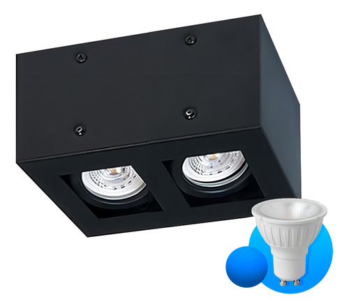 Aplique Techo Led P4111 2 Spot Luces Dicroica Gu10 + Lampara Color Negro Color De La Luz Blanco Cálido