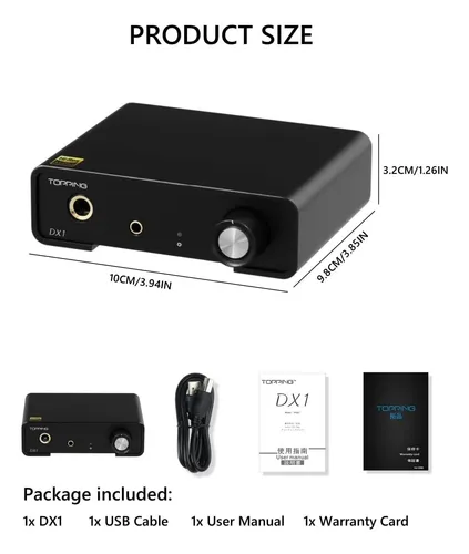 Topping Dx1 Mini Dac Y Amplificador De Auriculares, Chip X2,