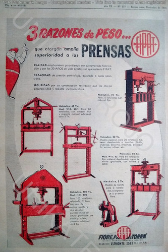 Muy Antigua Publicidad Clipping Prensa Taller Fipat Año 1955