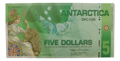 Billete Souvenir Antartica 5 Dollar Sin Valor Nominal