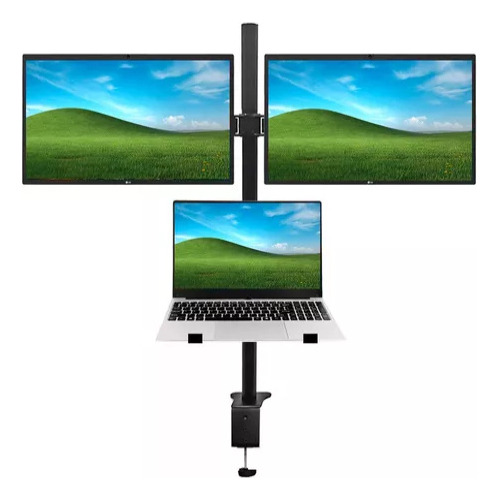 Soporte Doble 2 Monitor Y Notebook Brazo Escritorio Aspor