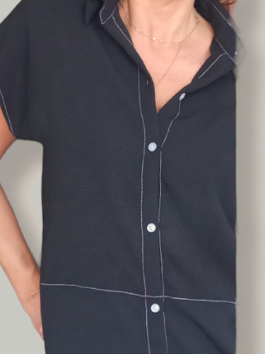 Imagen 4 de 6 de Vestido Camisero Poplin Elastizado Y Broderie