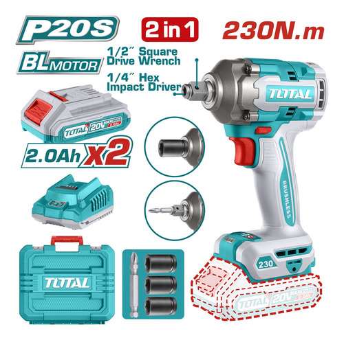 Pistola/llave De Impacto Brushles 230nm Total Tiwli20236 Color Turquesa Frecuencia 50 60hz