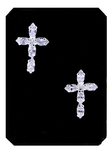 Aretes De Cruz De Plata .925 Regalo Para Dama 1.3cm