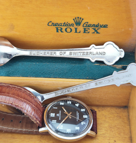 Reloj Bucherer, Automático, Raro, Cuadrante Repintado Marrón Claro Plateado Negro (Usado)