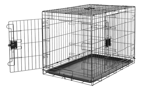 Jaula Metálica Plegable Para Perro 2 Puertas Grande 36 Color Negro