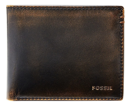 Fossil Billetera Plegable Para Hombre, Color Negro