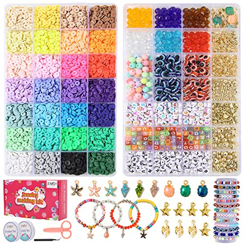 Kit Hacer Pulseras De 7000+ Piezas, 28 Colores De Abalo...