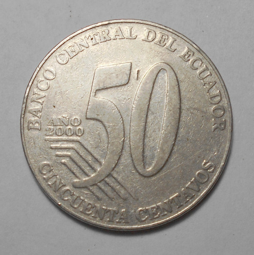 Ecuador 50 Centavos De Dolar 2000  Km#108 - E. Alfaro  Exc.+