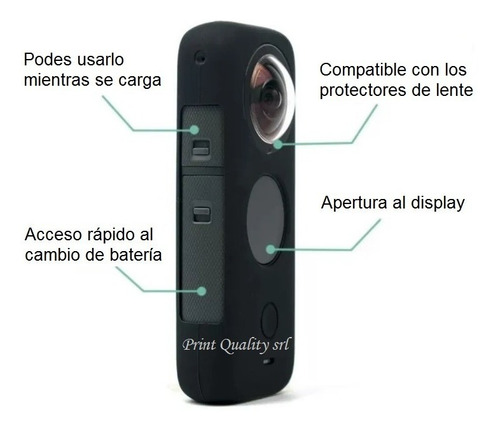 Imagen 2 de 4 de Carcasa Funda Silicona Insta 360 One X2 Tapa Lente Proteccio