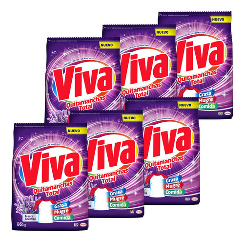 6 Pack Viva Detergente En Polvo Ropa 850 Grs