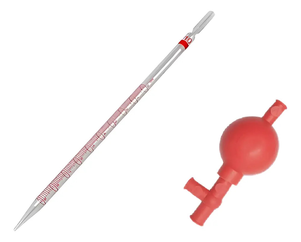 Pipeta Sorológica Vidro Graduada 10ml Pera 3 Vias Rplabor Laboratório
