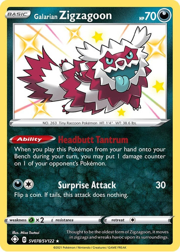 Zigzagoon Shiny Pokémon Tcg Carta Original 