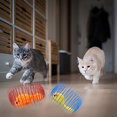 Juguetes Interactivos De Resorte Elástico Para Gatos, 3 Piez