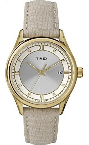 Reloj De Correa De Cuero Timex Para Mujer | Blanco W Números