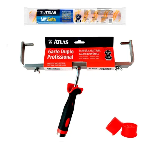 Kit Pintura Garfo Duplo Regulável + Rolo Antigota Atlas 46cm Menor preço em Kit Pintura Garfo Duplo Regulável + Rolo Antigota Atlas 46cm
