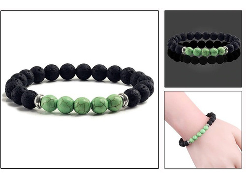 Pulsera Piedra Volcanica, Equilibrio Chakra-verde