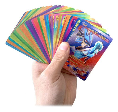 55 Tarjetas Pokemon Rainbow Pikachu Cartas Arcoiris Colores