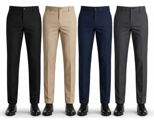 Calça Social Masculina em Oxford 100% Azul-Marinho 42 - foto 1