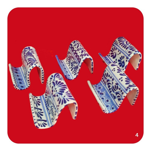 Imagen 1 de 7 de 5 Porta Celular Talavera Poblana Azul Bco Bases Diferentes
