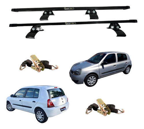 Rack De Teto Bagageiro + 2 Catracas Renault Clio 4 Portas