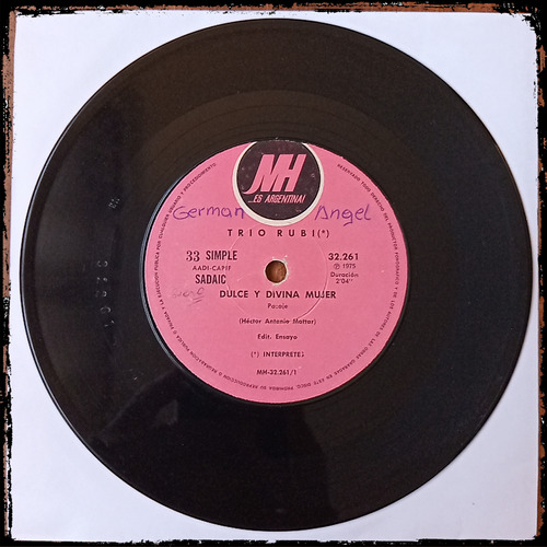 Trio Rubi - Dulce Y Divina Mujer - 1975 Vinilo Single