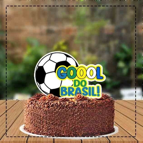 Topo De Bolo Topper Personalizado Futebol Goool Do Brasil 