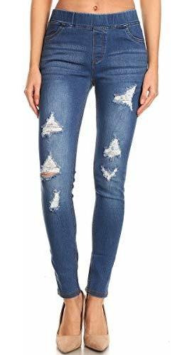 Jvini - Jeggings De Mezclilla Ajustados Elásticos, Rasgados 