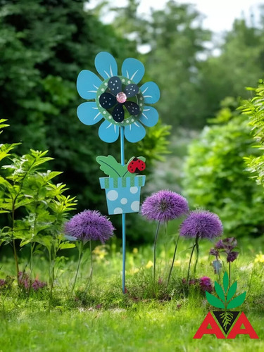 Tutor Decorativo Para Jardín Molinillo Flor Giratoria Grande