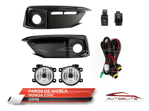 Imagen 2 de 9 de Kit Faros Niebla Honda Civic 2019 2020 2021 Biseles Y Switch
