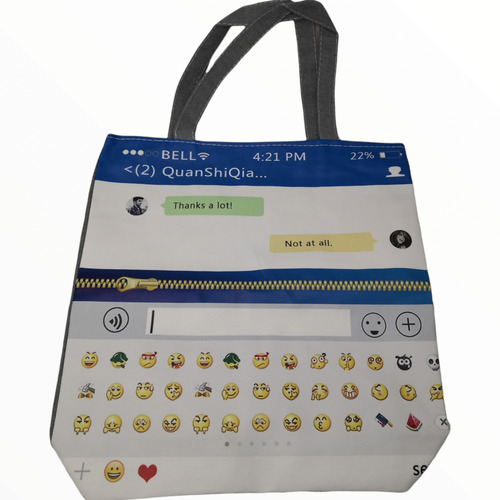 Bolso De Tela Con Emoticones Para Dama