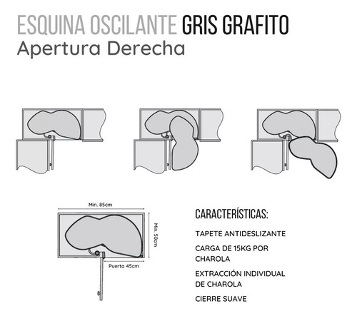 Esquina Oscilante Derecha Cerrajes Gris Grafito 1201-361