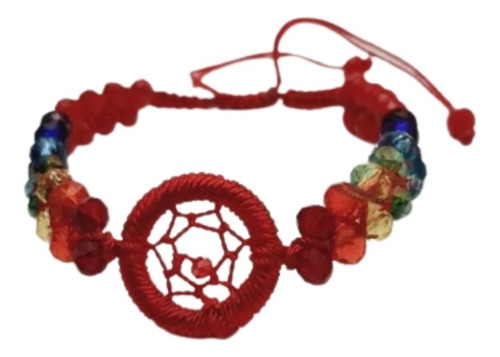 Pulsera Atrapasueños Roja Y 7 Chakras - Equilibrio Proteccio