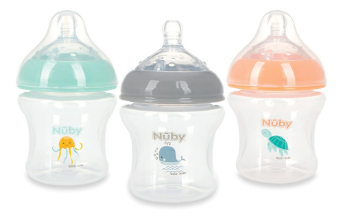 Nuby Paquete De 3 Biberones De Alimentación Para Bebés Con F