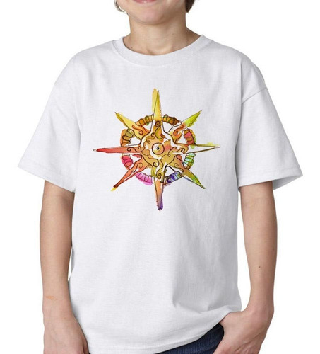 Remera De Niño Diseño Compass Brujula Watercolor