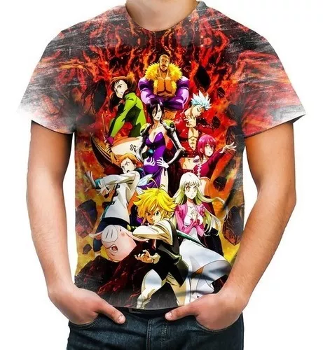 3 Camisetas Anime 7 Sete pecados capitais Vários Modelos