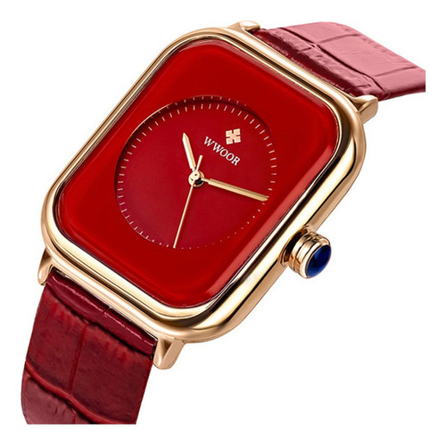 Reloj Wwoor Simple De Cuero Y Cuarzo Para Mujer