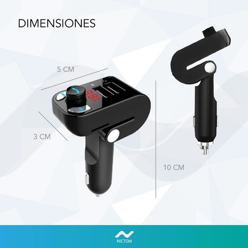 Imagen 5 de 5 de Transmisor Fm Bluetooth Receptor Sd Cargador Usb Manos Libre