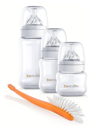 Kit De Inicio De Biberones Bebek Con Cepillo (3oz, 5oz, 9oz) Color Transparente